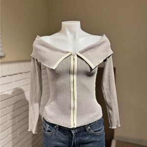 Zara Off-Shoulder Cream Sweater